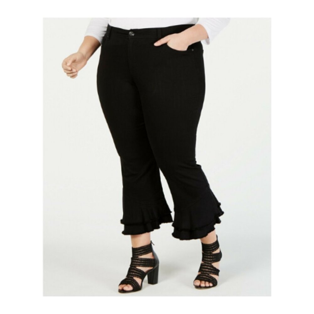 INC Womens Jeans Ankle Ruffle Ankle Hem Black Plus